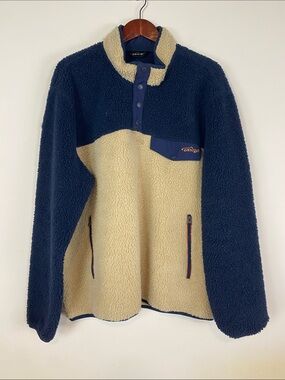 Orvis Navy and Cream Sherpa Snap-Placket Pullover